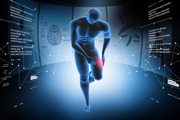 Ilustración 3d del hombre con dolor en las piernas — Foto de Stock