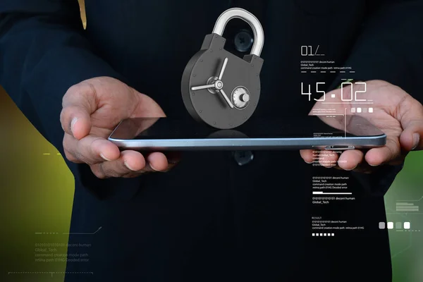 Illustrazione 3d del concetto di sicurezza di Internet mobile — Foto Stock