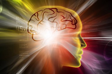 Kadın baş beyin ile dijital illüstrasyon