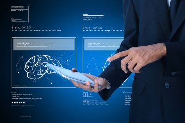 Adam araştırma insan beyni hakkında dijital illüstrasyon