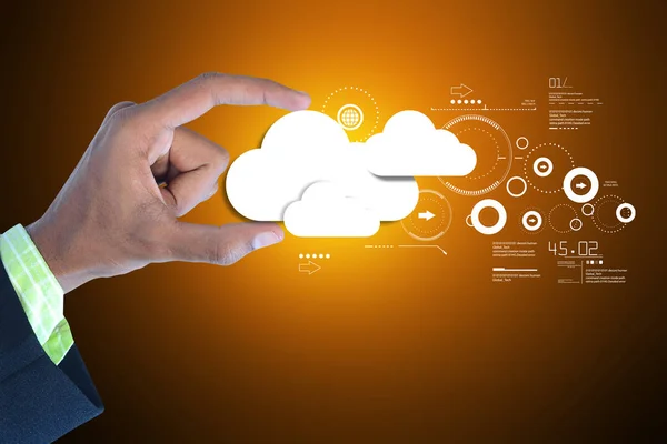 Illustrazione digitale dell'uomo che mostra la tecnologia cloud — Foto Stock