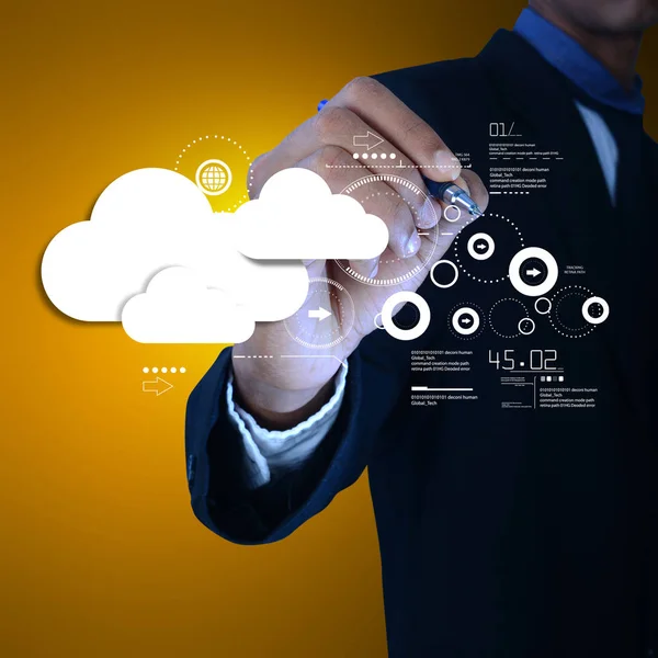 Digitale afbeelding van man met cloud technologie — Stockfoto