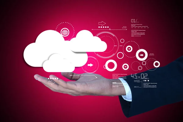 Digitale Illustration des Menschen mit Cloud-Technologie — Stockfoto