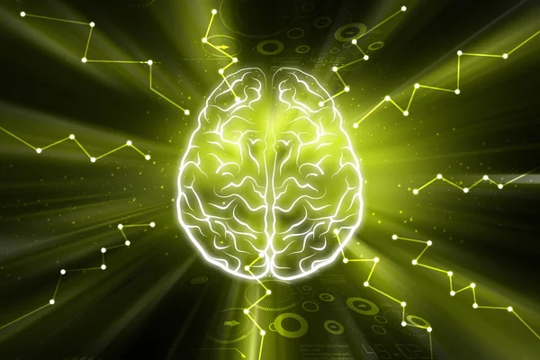 Ψηφιακή απεικόνιση της παρουσίασης του ανθρώπινου εγκεφάλου — Φωτογραφία Αρχείου