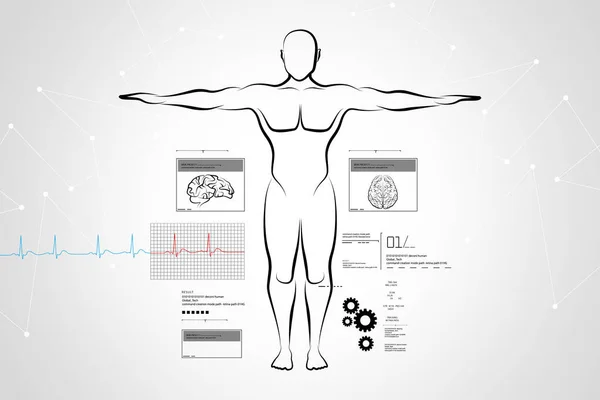 Ilustración digital de Bosquejo del cuerpo humano — Foto de Stock