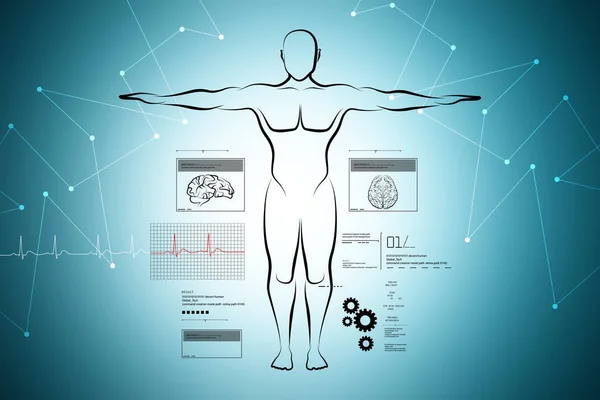 Ilustração digital do esboço do corpo humano — Fotografia de Stock
