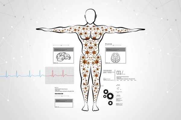 Ilustración digital de la estructura molecular del cuerpo humano — Foto de Stock