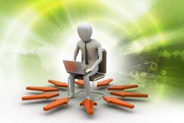 Renk arka plan kavramında alışveriş Online gösterilen iş adamı