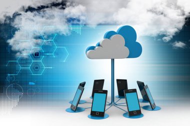 ile akıllı telefon bulut 3D çizimi  