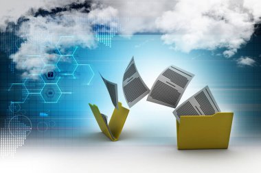 bir klasör taşıma belgeleri 3D çizimi