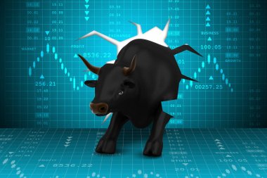digital  illustration of  Rising business bull   clipart