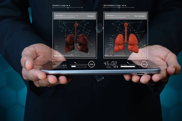 Digitale Illustration menschlicher Lungen auf Tablet-Computern — Stockfoto