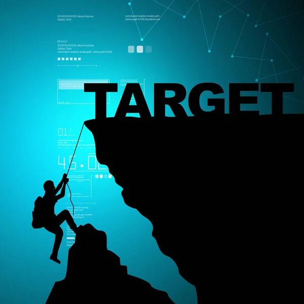 Digitale afbeelding van Man klimmen voor verkrijgen target — Stockfoto