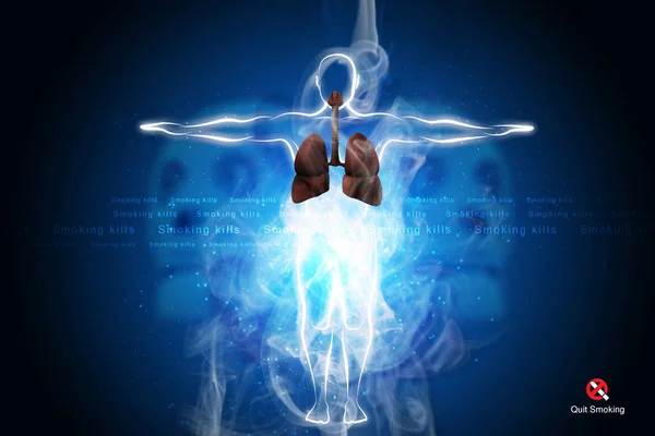 Digitální ilustrace lidský dýchací systém s plíce — Stock fotografie