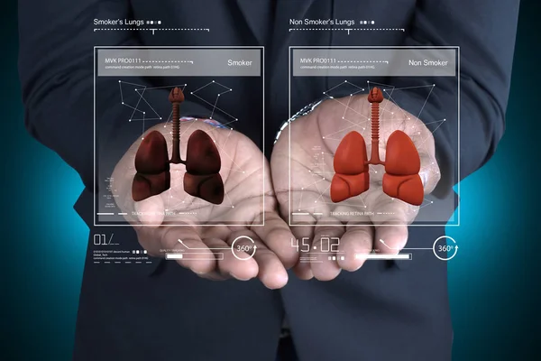 Illustration numérique de Jeune médecin montrant les poumons — Photo