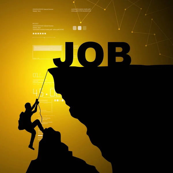 Digitale afbeelding van Man klimmen voor verkrijgen baan — Stockfoto