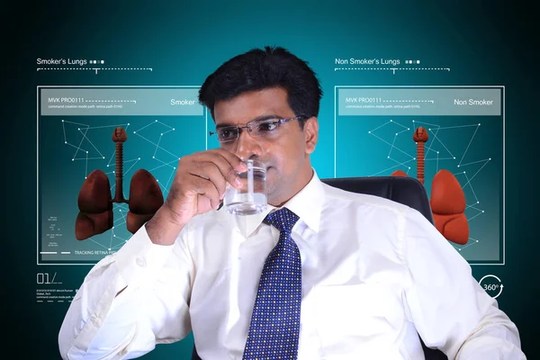 Digital illustration of Young doctor drinking water — Stock Photo, Image