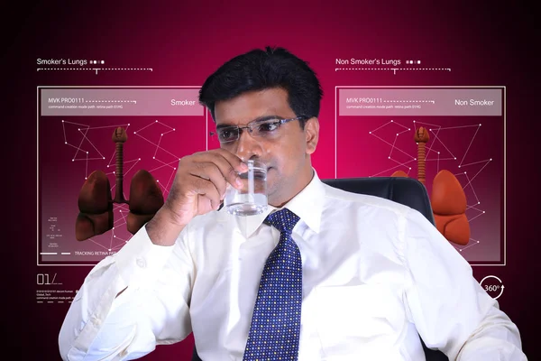 Digital illustration of  Young doctor drinking water — Stock Photo, Image