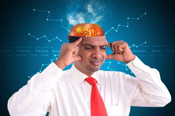 digital illustration of  Man having his brain burning