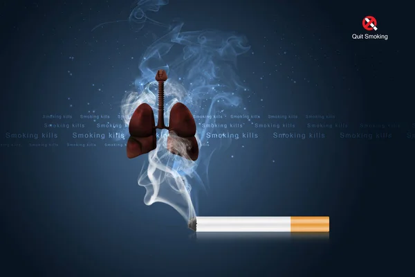 Pulmones de personas fumadoras en color de fondo —  Fotos de Stock