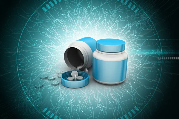 3D illustratie van geneeskunde en fles — Stockfoto