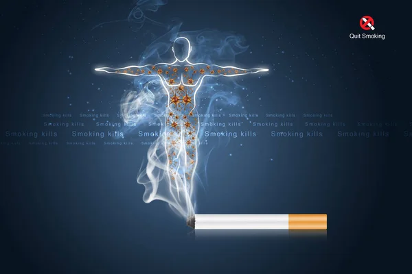 Cyfrowy ilustracja Palenie zabija ludzkiego ciała — Zdjęcie stockowe