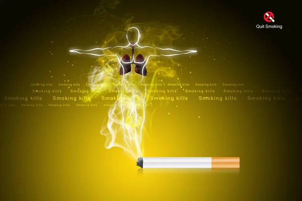 Cyfrowy ilustracja Palenie zabija ludzkiego ciała — Zdjęcie stockowe