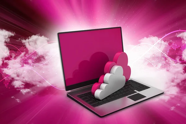 Laptop visar begreppet cloud computing — Stockfoto