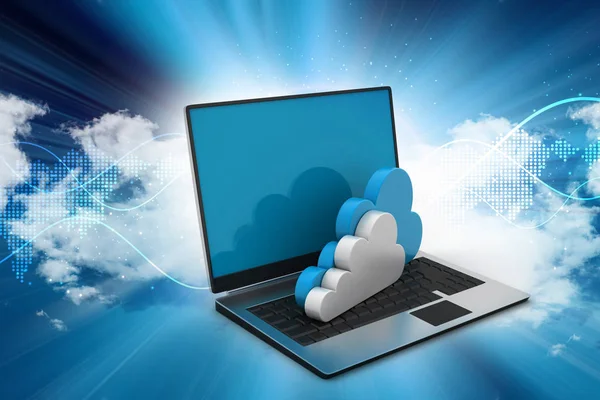 Laptop che mostra il concetto di cloud computing — Foto Stock