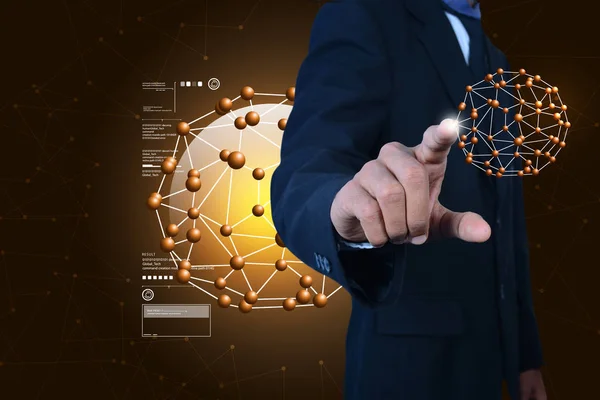 Digital  illustration of  man showing molecules — Stock Photo, Image