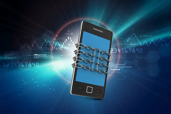 Smartphone mit Schutz im farbigen Hintergrund — Stockbild Smartphone mit Schutz im farbigen Hintergrund — Stockfoto