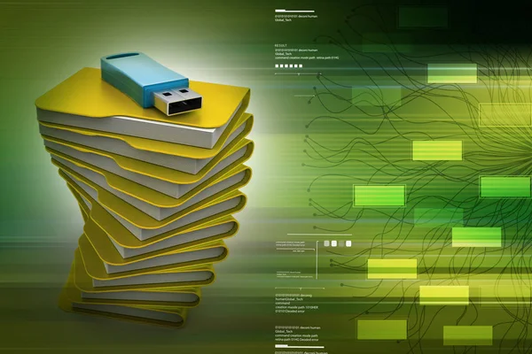 3D-Illustration von USB auf der Oberseite des Dateiordners lizenzfreie Stockbilder