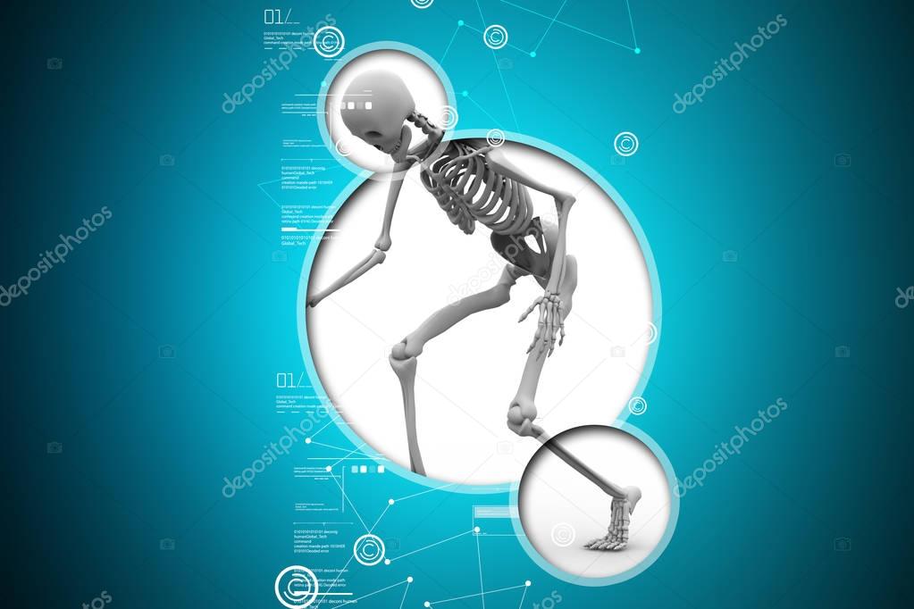 Man Skelton in color background