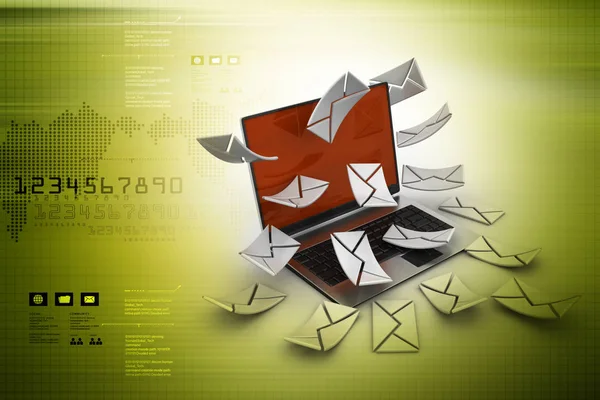 3d illustration of Email and laptop — Stock Photo, Image