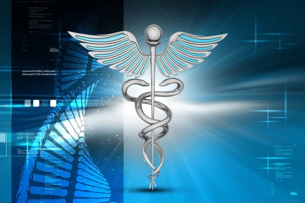 Ilustración 3d de símbolo médico con célula de ADN — Foto de Stock