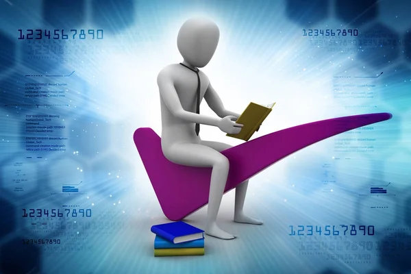 3D-Illustration eines Mannes, der auf dem richtigen Fleck sitzt — Stockfoto