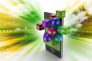 Uygulama simge kavramı 3D çizimi