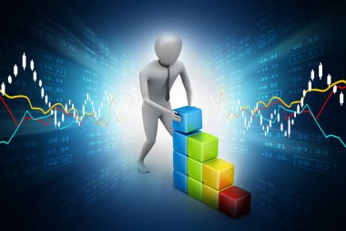 3D illüstrasyon iş kavramı büyüme 