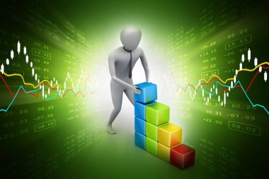 3D illüstrasyon iş kavramı büyüme 