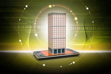 Emlak konsepti ile akıllı telefon 3D çizimi