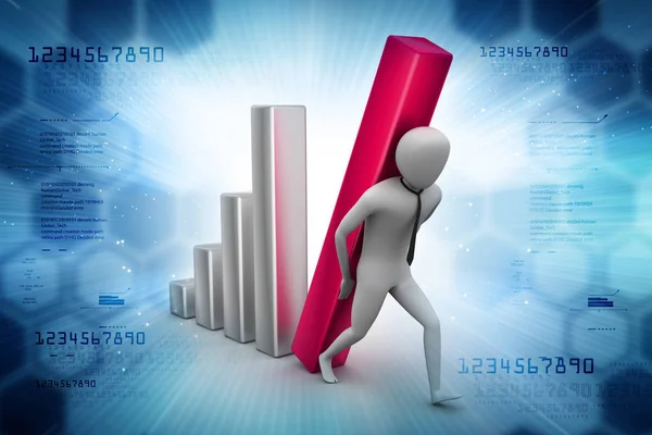 3d illustration of man holding business graph — Stock Photo, Image