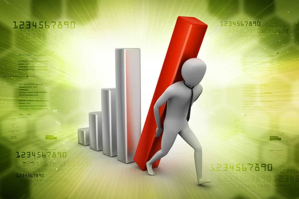 3d illustration of man holding business graph — Stock Photo, Image