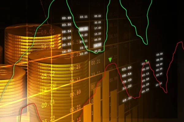 Ilustración digital de análisis de datos en el mercado de valores — Foto de Stock