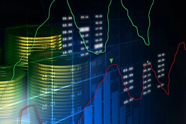 Ilustración digital de análisis de datos en el mercado de valores — Foto de Stock