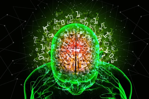 digital illustration of Man head showing the binary digits