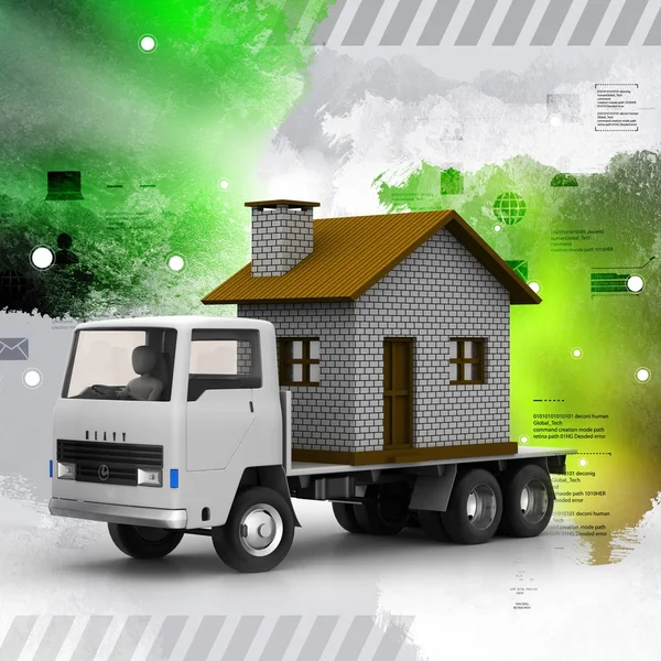 3D illustratie van Truck uitvoering van het huis — Stockfoto