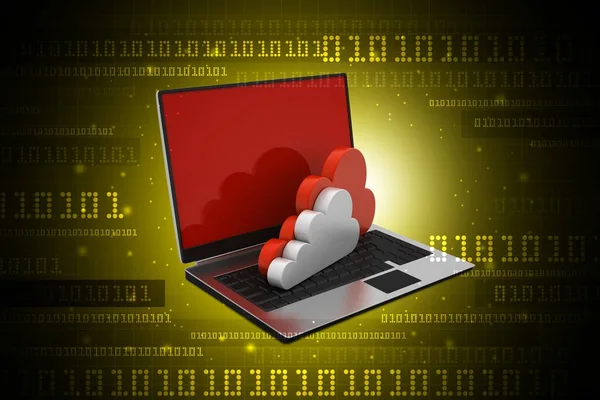 3D illustration av laptop visar begreppet cloud computing. — Stockfoto