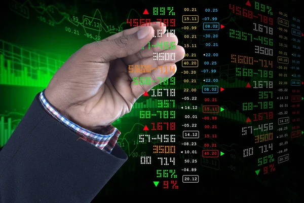 Digital illustration av affärsman som visar börsdiagram — Stockfoto