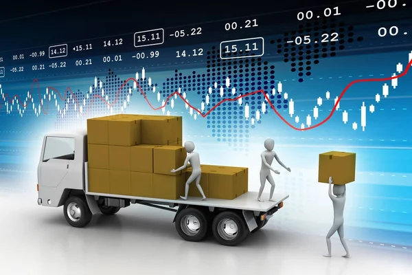 Ilustración 3d de carga y entrega de mercancías — Foto de Stock