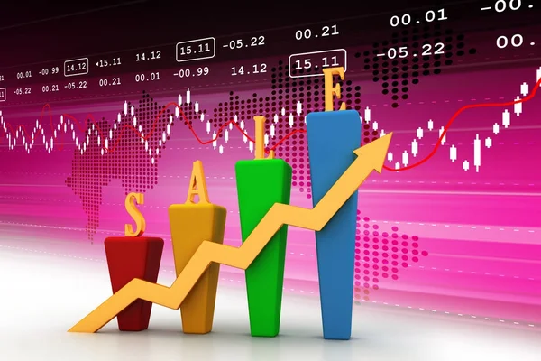 3d illustration of Sales growth graph — Stock Photo, Image